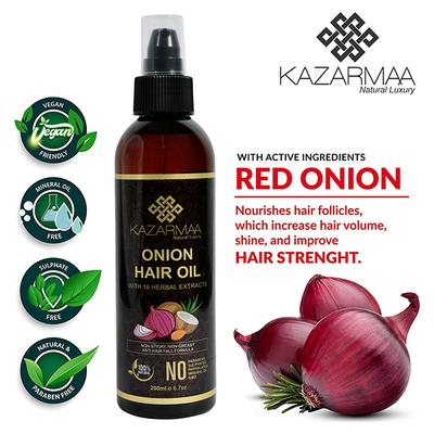 Kazarmaa Onion Hair Oil for Hair Growth & Hair Fall Control with Natural Neem Comb 250 ml - Hair Oils