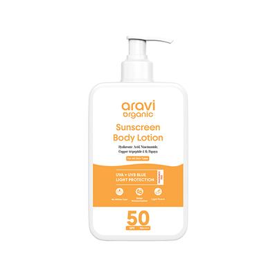 Aravi Organic Spf 50++++ Sunscreen Body Lotion For Naturally Nourish With Uva-B Protection 200 ml - Body Sunscreen