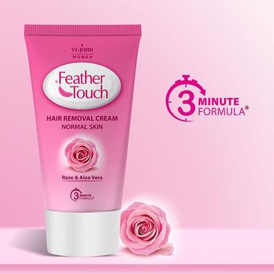 VI-John Feather Touch Hair Removal Cream Rose & Aloe Vera Tube for Normal Skin 40 gm - Shaving Creams