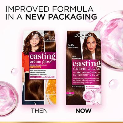 L'Oreal Paris Creme Gloss Hair Color, 535 Chocolate (87.5g + 72ml) 1's - Crème
