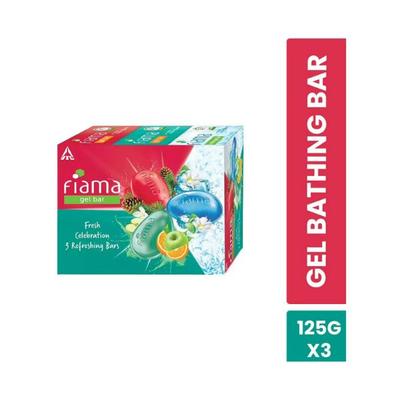 Fiama Gel Bathing Bar Fresh Celebration pack with skin conditioners for moisturized skin 375 gm - Soaps