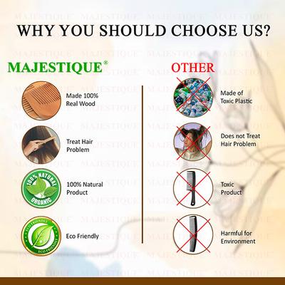 Majestique Hair Grooming Comb Set Handmade Wood Hair Comb Detangling and Long Hair 2's - Grooming Kits
