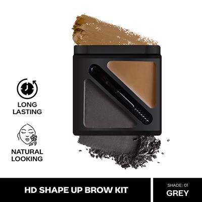 Faces Canada Hd Shape Up Brow Kit - Grey 01Eyebrow Duo Kit - Wax & Powder With Brush 1's - Eyebrow Pencils & Enhancers