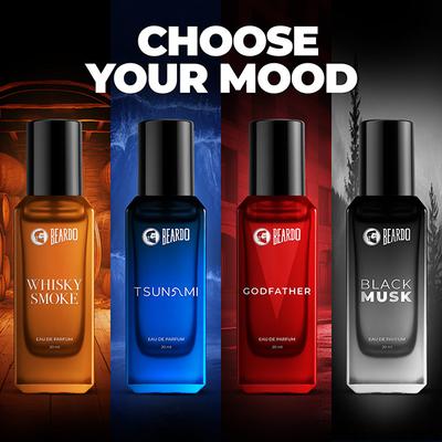 Beardo Assorted Perfume for Men Whisky Smoke, Godfather, Tsunami and Black Musk 4 x 20ml 1's - Men Perfumes (Edt/Edp)