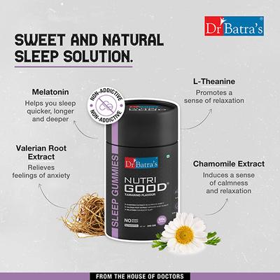 Dr Batras Nutrigood Melatonin Gummies for Deep Sleep Support With L-Theanine & Chamomile to Wake Up Fresh - 60 Gummies 1's - Mental Health