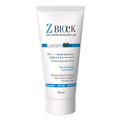 Z BLOCK UVB SPF 50+ PA+++ Sunscreen Gel 50ml - Sunscreen Preparations-Oth