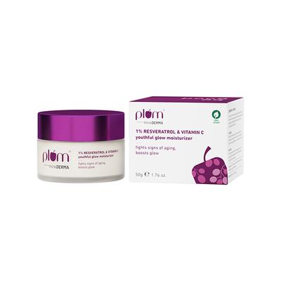 Plum 1% Resveratrol & Vitamin C Anti-Aging Face Moisturizer For Glowing Skin 50 gm - Face Moisturizers