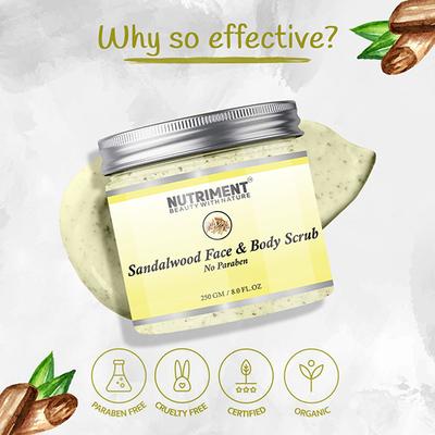 Nutriment Sandalwood Scrub All Skin Type 250 gm - Scrubs & Exfoliants