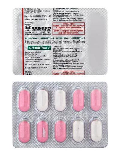 Metride Plus 2mg Tablet 10'S - Diabetes-Ant