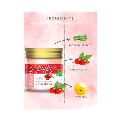 Aya Rosehip Exfoliating Face Scrub, No Paraben, No Silicone, No Sulphate 100 ml - Scrubs & Exfoliants