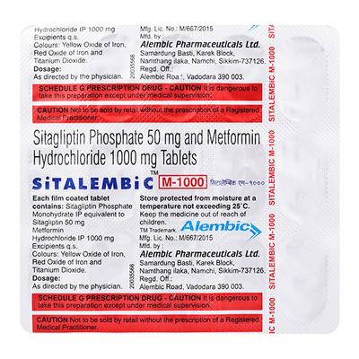 SITALEMBIC M 1000 Tablet 15's - Diabetes-Ant