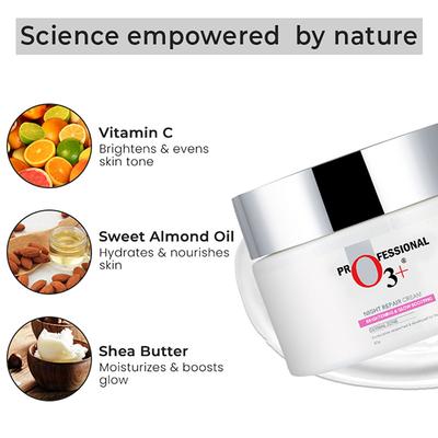 Professional O3+ Dermal Zone Night Repair Cream - Brightening & Whitening 50 gm - Night Cream