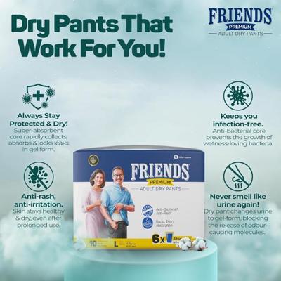 Friends Adult Diaper Pants-Premium (L) 10's - Adult Diapers & Pads