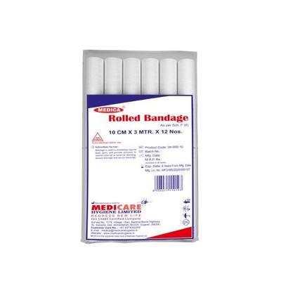 Medica Rolled Bandage (10 cm x 3 m) 12's - Bandages & Dressings