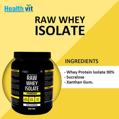 Healthvit Raw Whey Isolate Protein Supplement Powder 500 gm - Whey Proteins