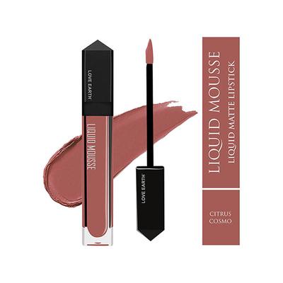 Love Earth Liquid Mousse Lipstick - Citrus Cosmo Matte Finish Lightweight Vitamin E and Jojoba Oil 6 ml - Liquid Lipsticks