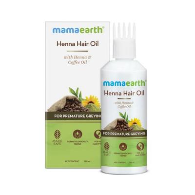 Mamaearth Henna Hair Oil for Grey Hair with Henna & Coffee Oil for Premature Greying 150 ml - Hair Oils
