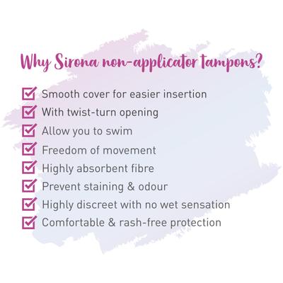 Sirona Now Periods Made Easy Non-Applicator Tampons - Regular Flow 1's - Tampons