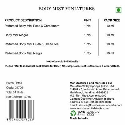 Forest Essentials Luxury Perfume Gift 10x4 Ml 4's - Body Mist/Spray