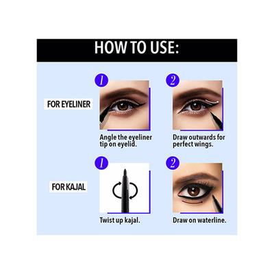 Blue Heaven Intense Duo Kajal + Eyeliner, Black (0.55ml+0.30gm) 1's - Eyeliners