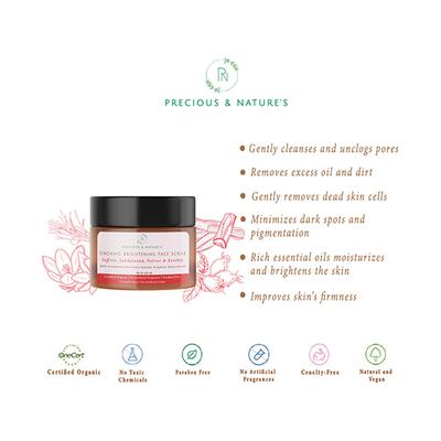 Precious & Nature'S Organic Brightening Face Scrub with Saffron Sandalwood Vetiver and Rosehip 50 gm - Face Scrubs