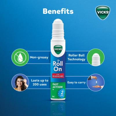 Vicks Roll On For Headaches 8 ml - Roll-On/Patch