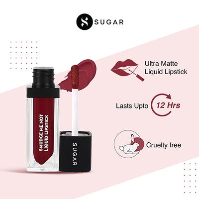 SUGAR Cosmetics Smudge Me Not Liquid Lipstick - 51 Fine Wine (Burgundy Red) 4.5 ml - Liquid Lipsticks
