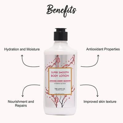The Love Co. Super Smooth Japanese Cherry Blossom Body Lotion - Daily Skin Moisture for Men and Women, Intense Hydration for Dry Skin 250 ml - Creams/Oils/Lotions