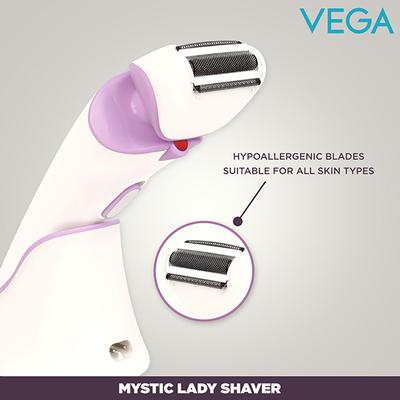 Vega Mystic Lady Shaver for Mins Runtime with Quick Charge, IPX 6 Waterproof and Cord and Cordless Use, (VHLS-02) 1's - Shaving & Hair Removal