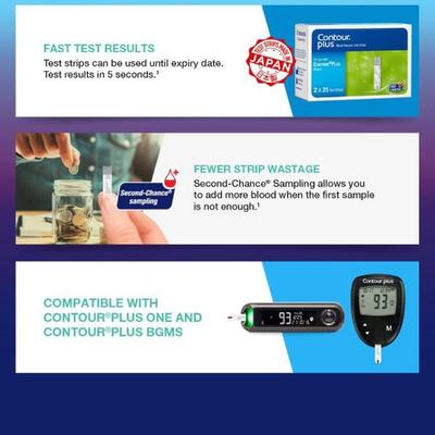 Contour Plus Blood Glucose Test Strip 50's - Blood Glucose Monitors/Strips