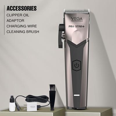 VEGA Professional Pro Star+ Hair Clipper with 7000 RPM, 6 Comb Attachment, 180 Min Runtime, VPPHC-11 1's - Trimmers