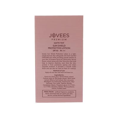 Jovees Premium Matte Tint Sun Shield SPF 40 PA++ Protective Lotion 50 ml - Face Sunscreen