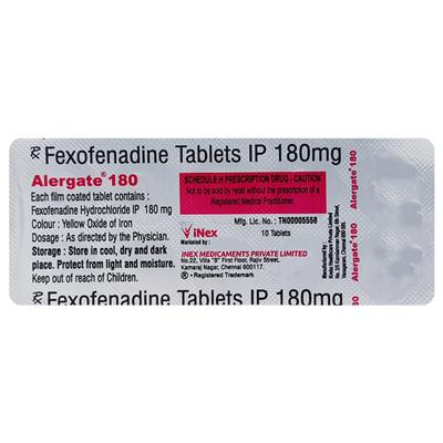 ALERGATE 180 Tablet 10's - Allergies-Ant