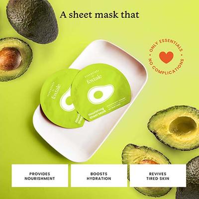 Foxtale Nourishing Sheet Mask with Hyaluronic Acid and Avocado 26 gm - Sheet Masks