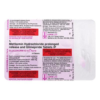Gluconorm G Forte 0.5mg Tablet 10'S - Diabetes-Ant