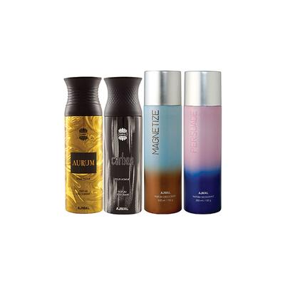 Ajmal 1 Aurum Femme, 1 Carbon Homme, 1 Magnetize And 1 Persuade Deodorants Pack of 4 200 ml - Deodorants/Roll-Ons