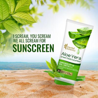 Oriental Botanics Aloe Vera, Green Tea & Cucumber SPF 50 Sunscreen Cream 100 ml - Face Sunscreen