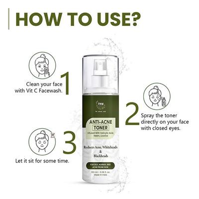 Tnw -The Natural Wash Anti-Acne Toner With Salicylic Acid, Controls Sebum, Tightens Pores 100 ml - Face Mists