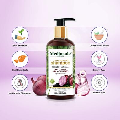 Medimade Hair Growth Shampoo With Red Onion And Black Seed 300 ml - Shampoos