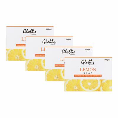 Globus Naturals Lemon Soap (Pack of 4) 400 gm - Soaps