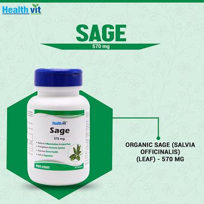 Healthvit Sage - 570 mg -Capsules 60's - Herbal Dietary Supplement