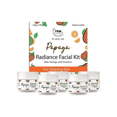 TNW The Natural Wash Papaya Radiance Facial Kit With Orange and Turmeric For Glowing Skin 125 gm - Facial Kits