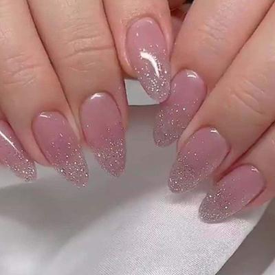 Gush Beauty Nailed It Reusable Luxury Press On Nails With Application Kit Pixie Glitter - Medium Almond 1's - Nail Art