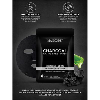 MANCODE Charcoal Face Sheet Mask 25 ml - Sheet Masks