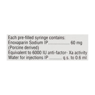 Enclex 60mg Injection(Pfs) 0.6ml - Blood Clot-Ant