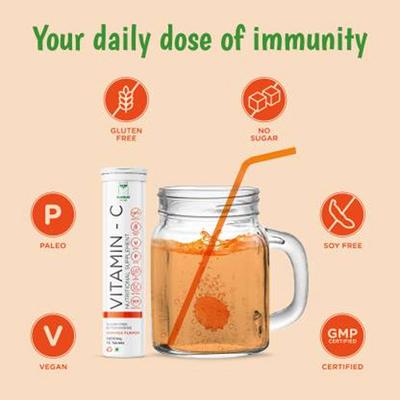 Healthy AF As Fruit Vitamin C 1000mg with Zinc 10mg Effervescent Tablets in orange flavor 4's - General Health