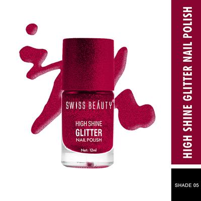 Swiss Beauty High Shine Glitter Nail Polish - (Shade-05) 12 ml - Highlighters & Illuminators