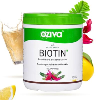 OZiva Plant Based Biotin Powder For Hair Growth With Amla - Lemon 125 gm - Multi-Vitamins