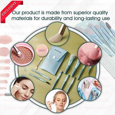 Majestique Makeup Brush Set with Powder Puff and Stick for Beginner for Makeup - Multicolor 1's - Face Brush