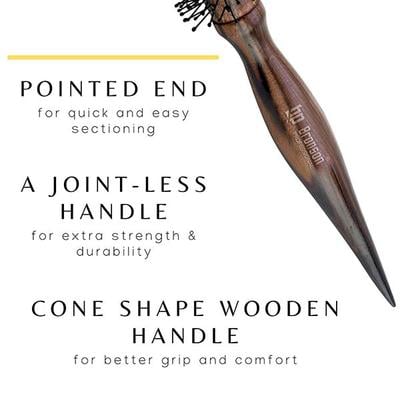 Bronson Professional Round Hair Brush Dark Brown Wooden for Quick Curls, Waves And Volume 12's - Hair Brushes